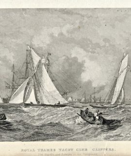 Antique Engraving Print, Royal Thames Yacht Club Clippers, 1839