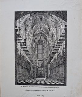 Antique Engraving Print, Interior of Henry the Seventh's Chapel, Westminster Abbey, 1835