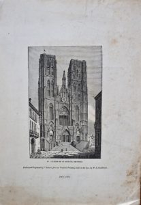 Antique Engraving Print, Church of St. Gudule, Brussels, 1835