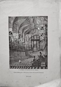 Antique Engraving Print, Interior of St. George's Chapel, Windsor, 1835
