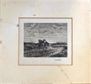 Vintage Engraving Print, Horse and Rider, 1911