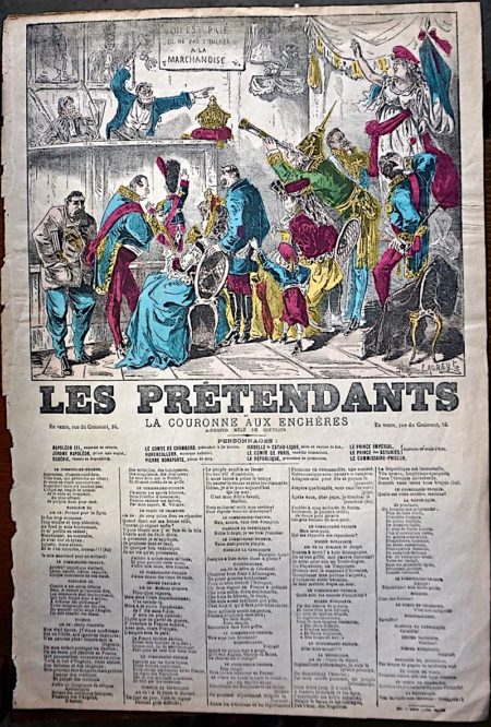 Rare Antique Print, Les Prétendants, 1869 ca.