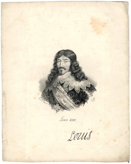 Antique Engraving Print, Louis XIII, 1820 ca.