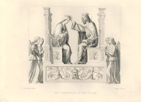 Antique Engraving Print, The Coronation of the Virgin, London, 1860