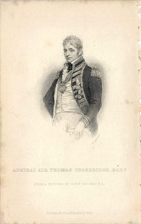 Antique Engraving Print, Admiral sir Thomas Troubridge Bart., 1859