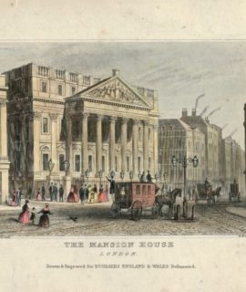 Antique Engraving Print, The Mansion House, London, 1830