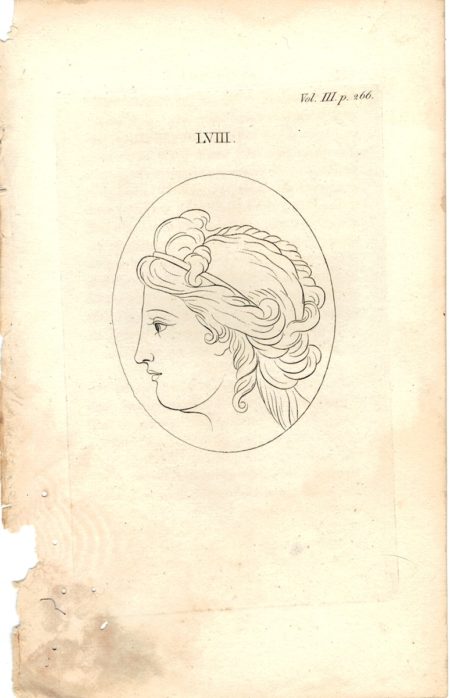 Antique Engraving Print, Female Portrait, 1750