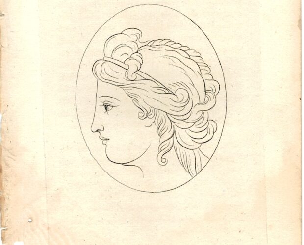 Antique Engraving Print, Female Portrait, 1750