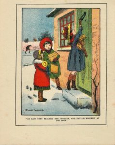 Rare Vintage Print, "At last day reached the cottage, and Phyllis knocked at the door", 1917