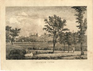 Antique Engraving Print, Alnwick Castle, 1750 ca.