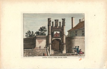 Antique Engraving Print, Cardinal Wolsey's College, Ipswich, Suffolk, 1785