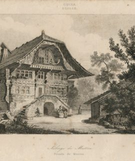 Antique Engraving Print, Auberge de Matten, Suisse, 1830