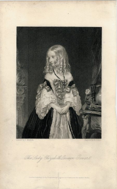 Antique Engraving Print, The Lady Elizabeth Seveson Gonver, 1860 ca.