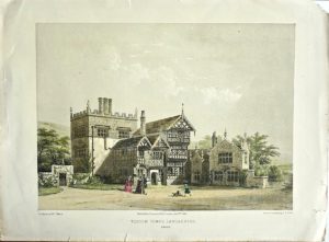 Antique Engraving Print, Turton Tower Lancashire, 1845
