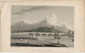 Antique Engraving Print, New Bridge, Lancaster, 1829