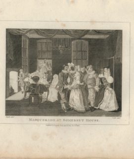 Antique Engraving Print, Masquerade at Somerset House, 1806
