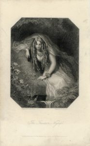 Antique Engraving Print, The Fountain Nymph, 1830 ca.