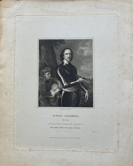 Antique Engraving Print, Oliver Cromwell, 1833