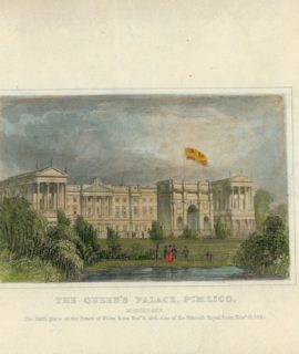 Antique Engraving Print, The Queen's Palace, Pimlico, 1841