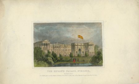Antique Engraving Print, The Queen's Palace, Pimlico, 1841