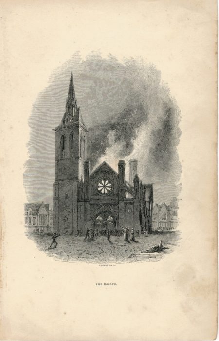 Antique Engraving Print, The Escape, 1840