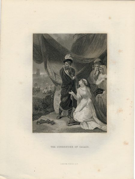 Antique Engraving Print, The Surrender of Calais, London, 1850 ca.