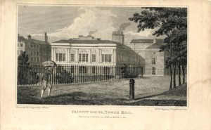 Antique Engraving Print, Trinity House, Tower Hill, 1805