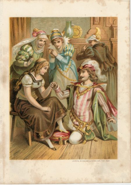 Vintage Print, illustration for a fairy tale, Cinderella, 1909