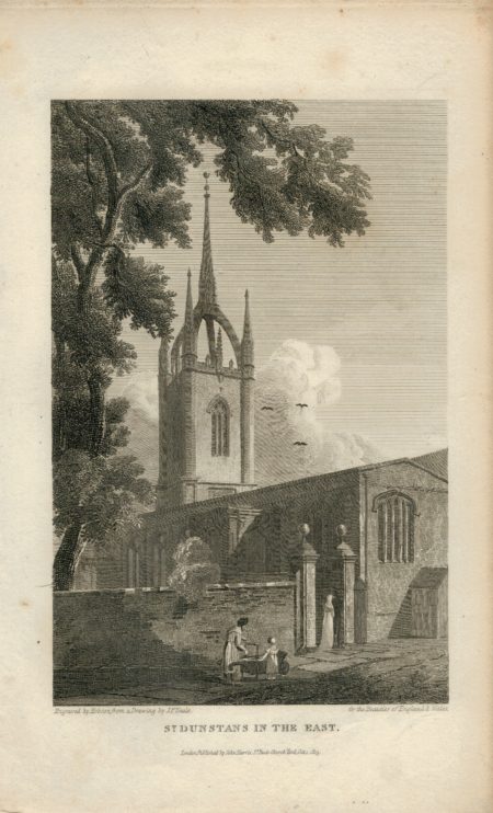 Antique Engraving Print, St. Dunstans in the East, London, 1815
