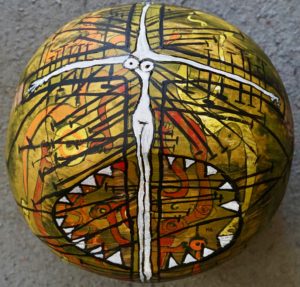 Femicide, Wooden-ball Hand painted by Mary Blindflowers©