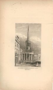 Antique Engraving Print, All-Souls Church, Langham Place, London, 1827