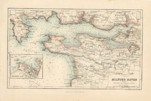 Milford Haven, Antique sea map, Pembrokeshire. Bartholomew, 1865