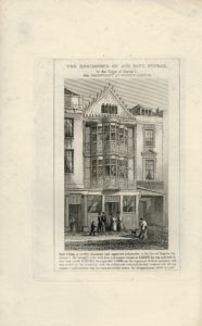 Antique Engraving Print, The Residence of Sir Paul Pindar, 1845