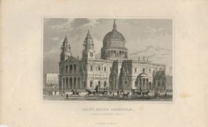 Antique Engraving Print, St. Paul's Cathedral, London, 1840 ca.