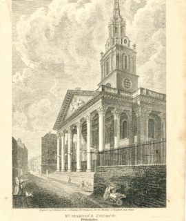 Antique Engraving Print, St. Martin's Church, Westminster, 1810