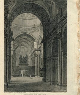 Antique Engraving Print, Interior of St. Pauls, London, 1816