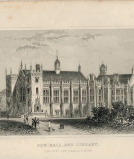 Antique Engraving Print, New Hall and Library, London, 1840
