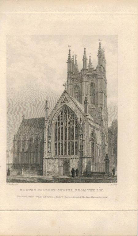 Antique Engraving Print, Merton College, 1833