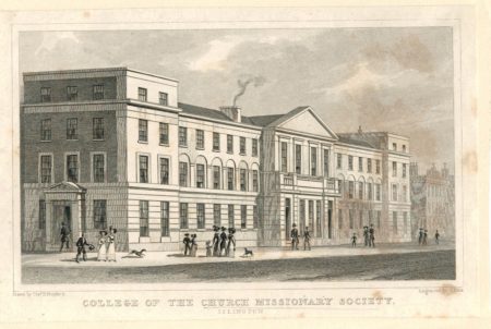 Antique Engraving Steel Print, "College of the Church Missionary Society", 1827, Shepherd