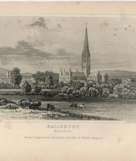 Antique Engraving Print, Salisbury, Wiltshire, 1840 ca.
