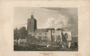 Antique Engraving Print, Stepney Church, Middlesex, 1815