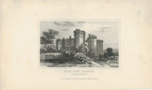 Antique Engraving Print, Ragland Castle, Monmouthshire, 1845