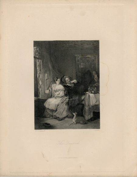 Antique Engraving Print, The Quarrel, 1849