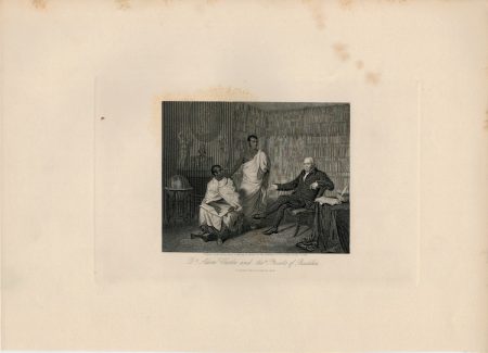 Rare Antique Engraving Print, D.r Adam Clarke and the Priests of Buddha, 1844