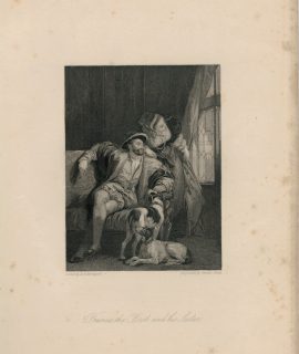 Antique Engraving Print, Francis the First and his Sister, 1836