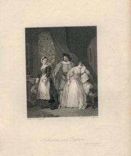 Antique Engraving Print, Katharina and Baptista, 1836