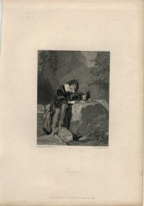 Rare Antique Engraving Print, Imogen, 1836