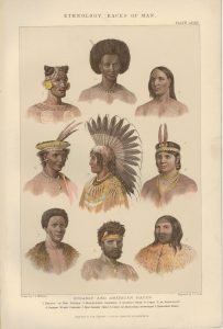 Antique Three Prints, Ethnology Races of Man, 1890