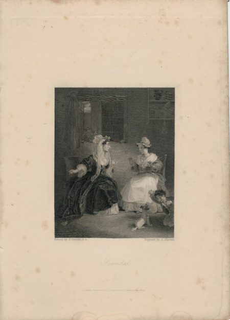 Rare Antique Engraving Print, Scandal, 1830 ca.