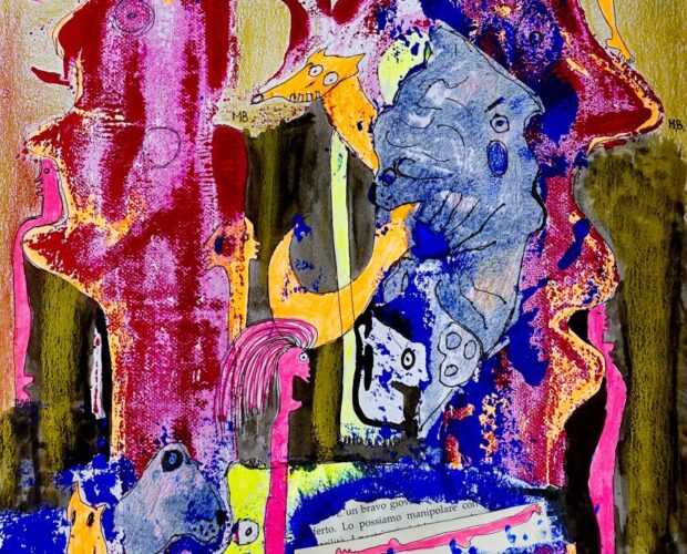 Information manipulation, mixed media on paper by Mary Blindflowers©